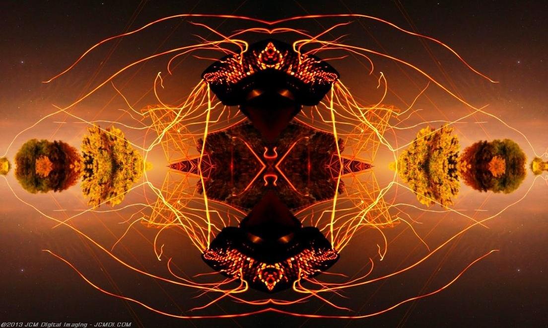 Long exposure chimney sparks quadroscopic artwork